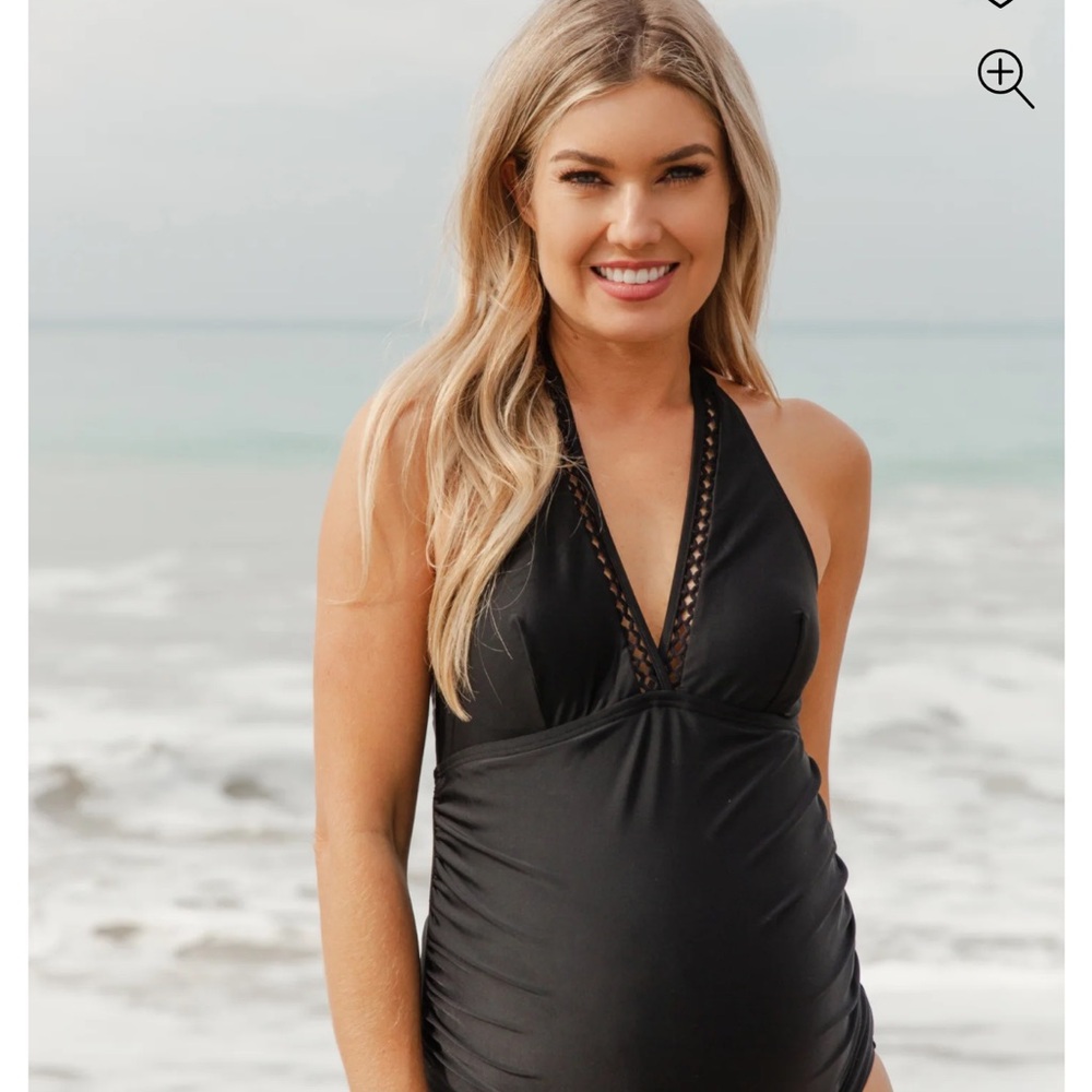 Pinkblush Black Maternity One-Piece Swimsuit Large black